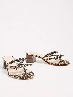 Loeffler Randall Leopard Print Jean Heeled Sandals Size 7
